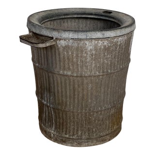 Large Antique Rustic Zinc Bucket For Sale