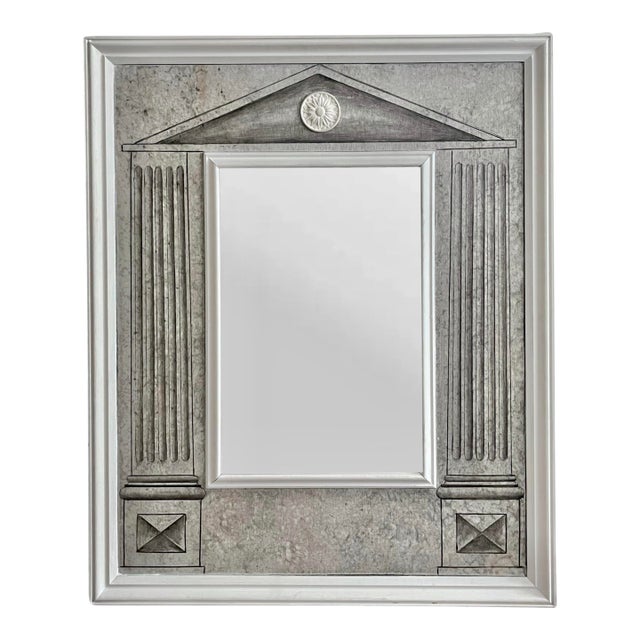 Late 20th Century Neoclassical Painted Tromp L’oeil Wood Mirror For Sale