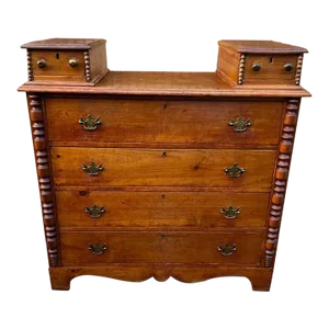 19th Century Antique Early American Style Solid Yellow Pine Bureau Dresser