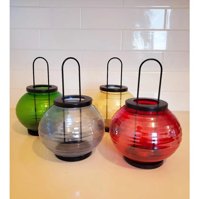 Metal Glass & Metal Candle Lanterns, Set of 4, Vintage For Sale - Image 7 of 7