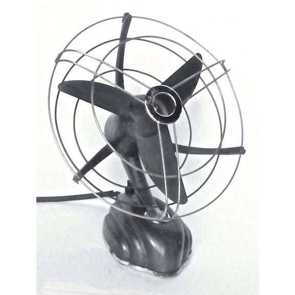 Vintage Art Deco, Machine Age, German desk fan. Art Deco streamlined metal case and base with machine age styling. Marked...