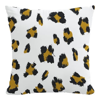 20" Decorative Pillow with Welt in Brush Cheetah Ochre For Sale