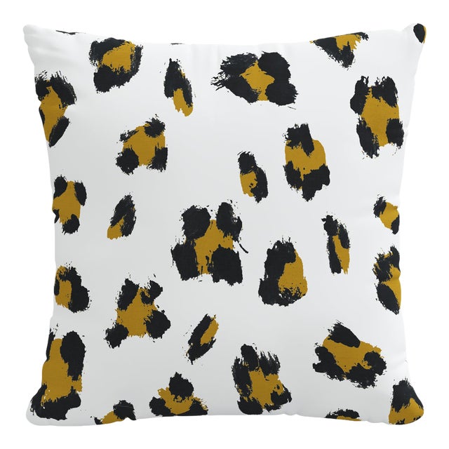 20" Decorative Pillow with Welt in Brush Cheetah Ochre For Sale