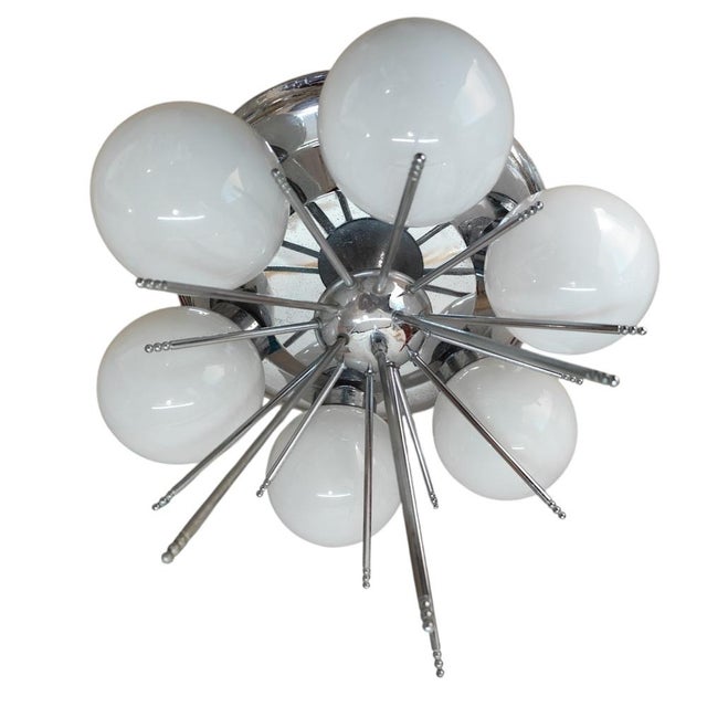 Silver Space Age Sputnik Ceiling Lamp, 1960 For Sale - Image 8 of 9