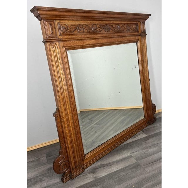 French Wall Mirror with Ornate Carved Oak Frame For Sale - Image 12 of 12