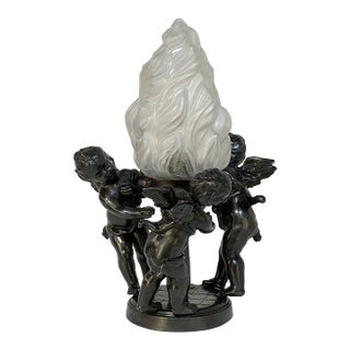 Antique Neoclassical Spelter Table Lamp ~ Girandole With Bronze Finish For Sale