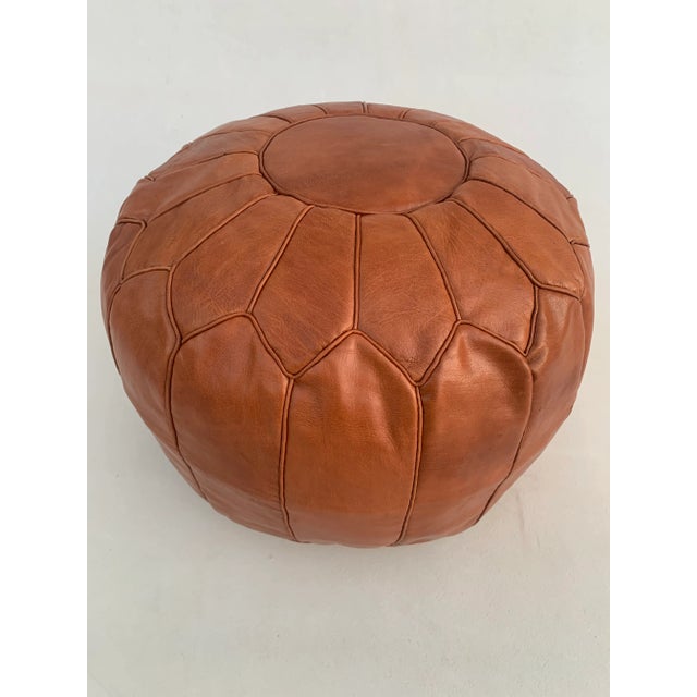 Brown Chocolate Moroccan Leather Pouf Cover For Sale - Image 9 of 9