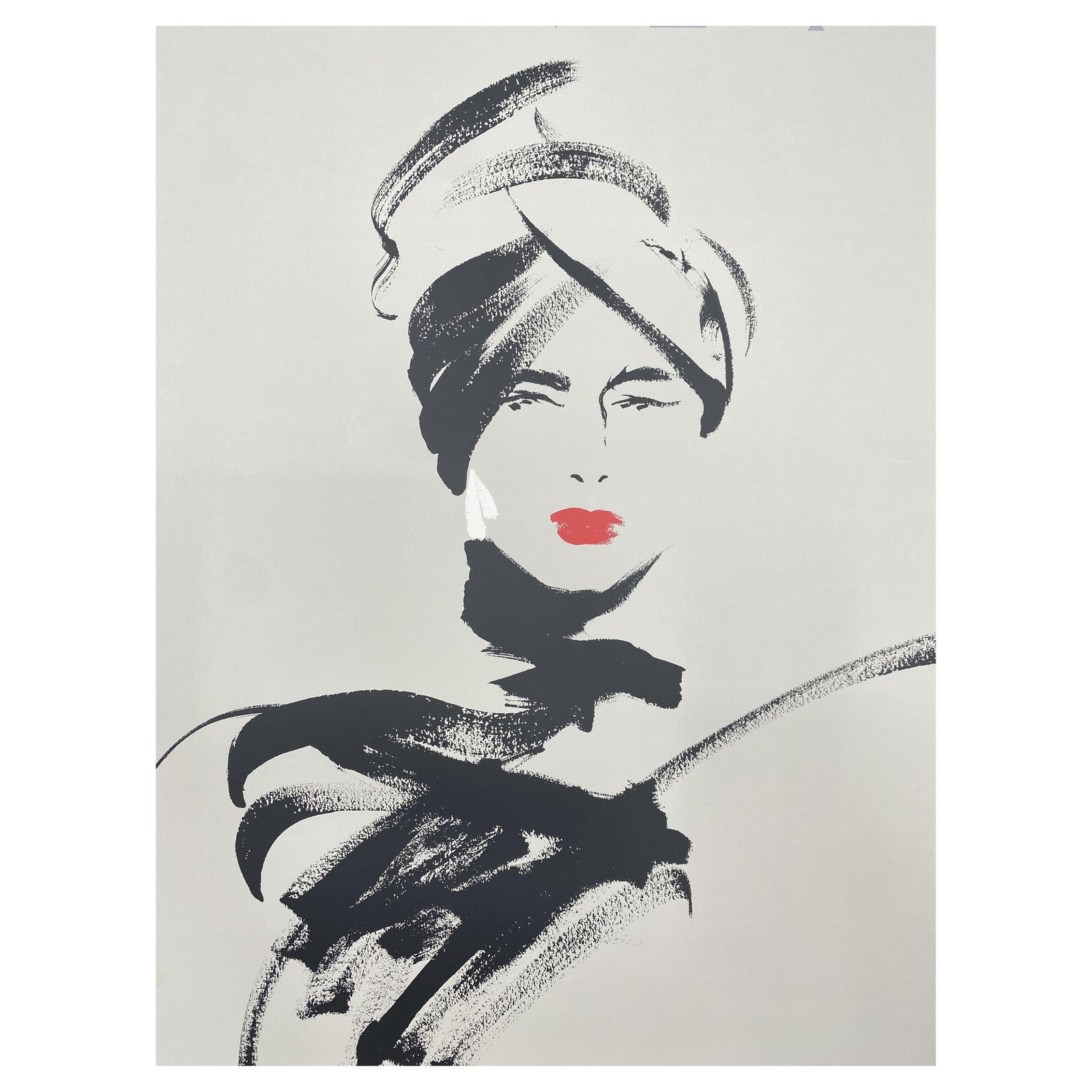 Michel Canetti, Woman with Red Lipstick, 1980s, Screen Print