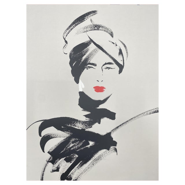 Michel Canetti, Woman with Red Lipstick, 1980s, Screen Print For Sale