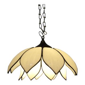 1960s Mid-Century Modern Glass Lotus Flower Swag Light | White Slag Glass