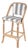 Lila Rattan 28 in. Seat Height Bar Stool with Back and Footrest, Gray/White Stripe/ Natural Rattan Frame For Sale