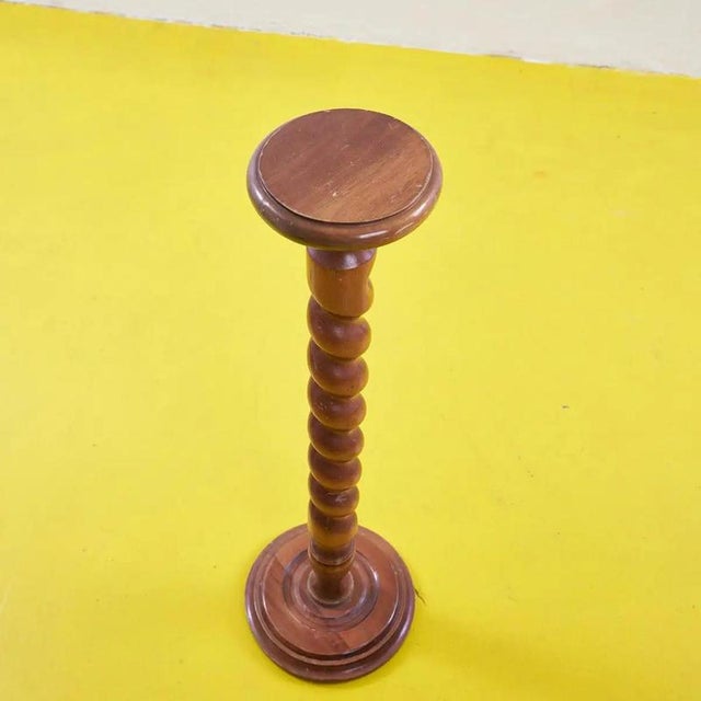 Twisted Wooden Column for Plant Holders For Sale - Image 4 of 5