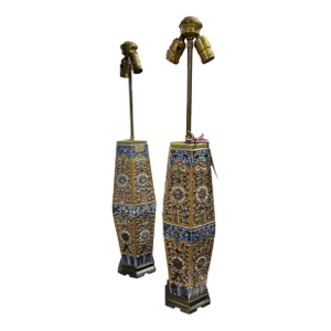 Pair of Early 20th Century Qing Dynasty Hat Stands Converted to Lamps