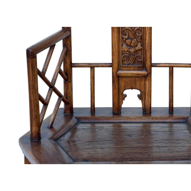 Vintage Brown Lattice Work Hexagonal Narrow Accent Armchair For Sale - Image 11 of 11