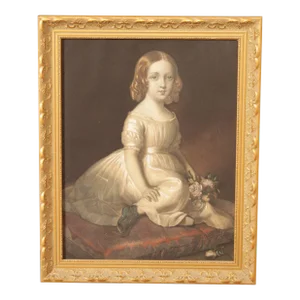 Victorian 'Rose de Maie' Young Girl Portrait Print, Custom Framed