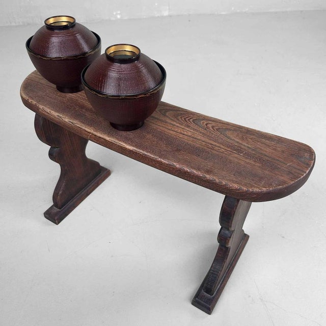 Brown Shōwa Wooden Kyosoku Armrest, Japan, 1960s For Sale - Image 8 of 14