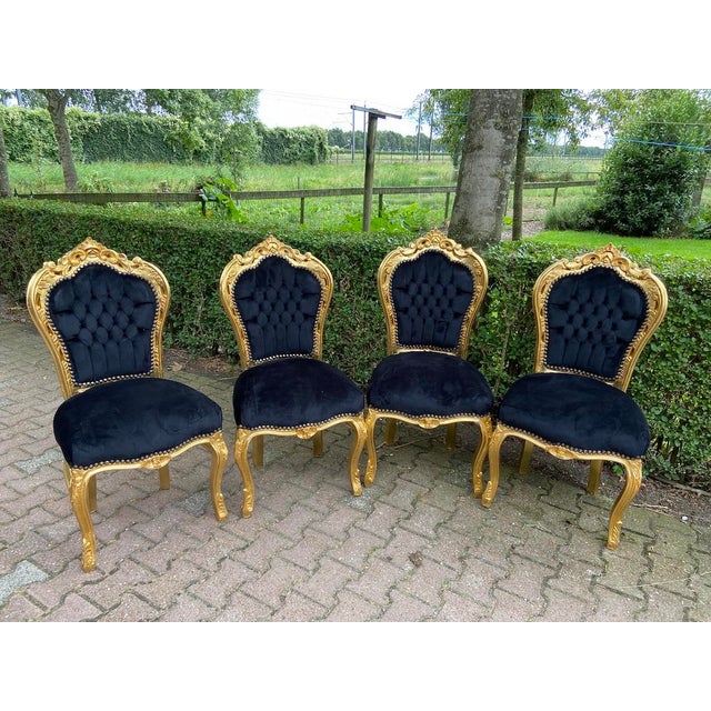 1970s Italian Baroque Gold Velvet Dining Set - 5 PCS For Sale - Image 6 of 18