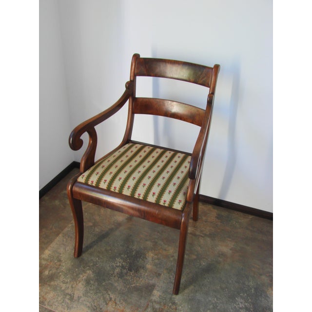 Wood 19th Century Antique Edwardian / Sheraton Revival Style Mahogany Armchair For Sale - Image 7 of 11