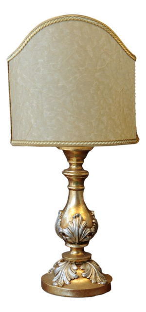 Wooden Pedestal Shield Lamp