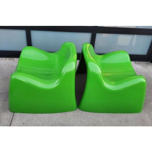 1960s Mid Century Modern Green Fiberglass Toga Lounge Chairs- Set of 2 For Sale - Image 11 of 12