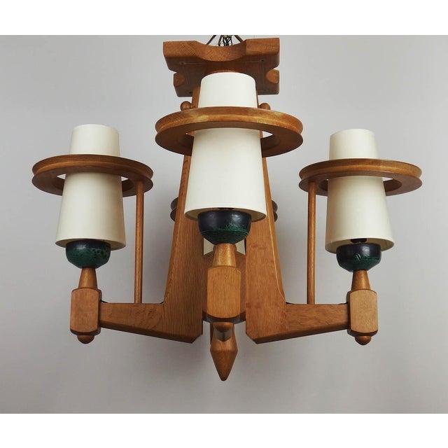 Guillerme et Chambron Oak Chandelier from Guillerme and Chambron, 1950s For Sale - Image 4 of 13