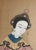 Antique 19th century Chinese painting on silk, portrait of a lady. Paint pigments on silk square laid on silk panel...