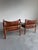 Mid-Century Modern Mid Century Arne Norell Sirocco Rosewood and Brown Leather Safari Chair Pair For Sale - Image 3 of 12