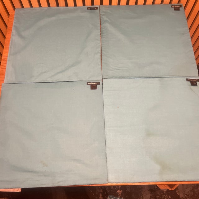 2010s Kim Seybert Hand-Beaded Placemat Set of 8 in Coastal Blue-Green For Sale - Image 5 of 11