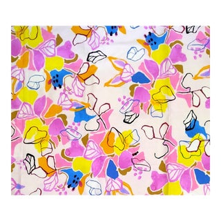 Vintage 1970's Neon Abstract Floral Cotton Duck Cloth- 6 Yards For Sale