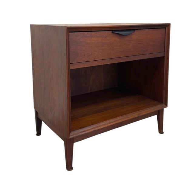 Wood Merton Gershun for Dillingham Esprit Walnut Nightstand – Mid-Century Modern Side Table With Open Shelf For Sale - Image 7 of 10