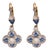 1910's Pair of Edwardian Diamond Sapphire 18k Yellow Gold Drop Earrings For Sale