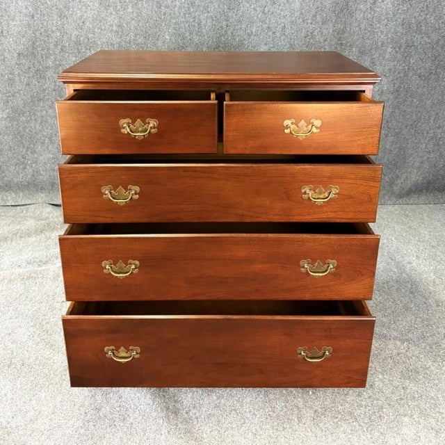 Vintage Five Drawer Solid Cherry Dresser Chest For Sale - Image 4 of 10
