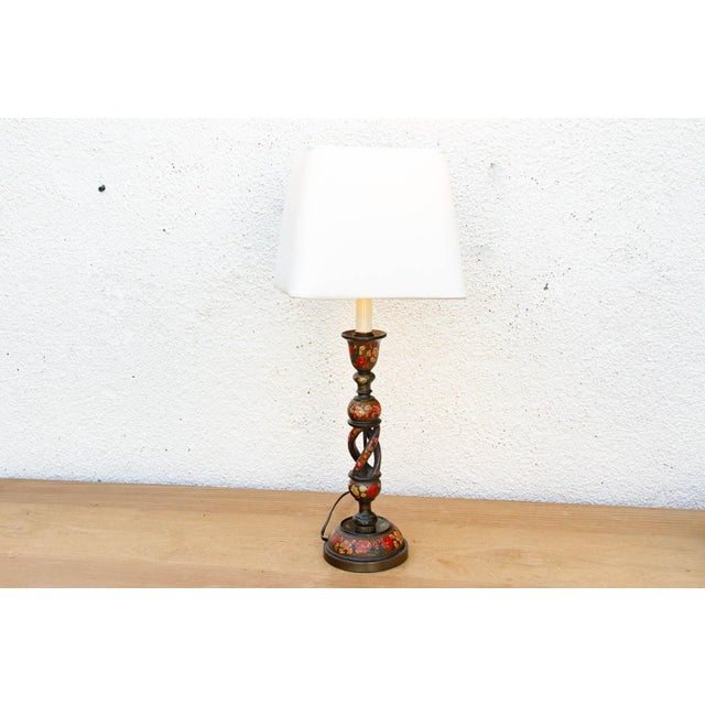 Antique Srinagar Floral Barley Twist Lamp For Sale In Los Angeles - Image 6 of 8