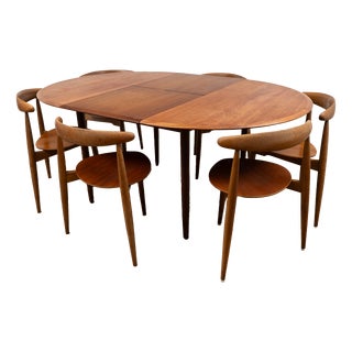 Dining Table and Chairs by Hans Wegner, 1950s, Set of 7 For Sale