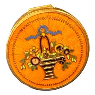 1920s Houbigant Brass/Enamel Ladies Compact For Sale