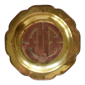 Vintage Chinoiserie Brass and Copper Lucky Ashtray or Trinket Dish - Hong Kong