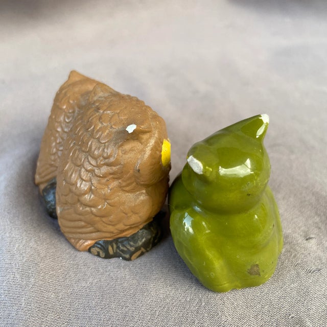 Vintage Tiny Owl Figurines- a Pair For Sale - Image 9 of 10