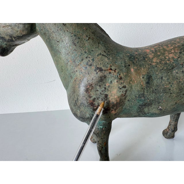 Vintage Bronze Horse Sculpture With Aged Verdigris Patina/Sold For Sale - Image 9 of 11