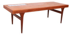 Vintage Teak Coffee Table with Blue Tiles by Johannes Andersen for CFC Silkeborg, 1960s