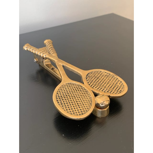 Mid-Century Modern Vintage Cast Brass Double Tennis Racket Door Knocker For Sale - Image 3 of 7
