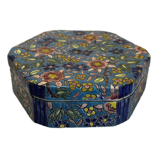 Early 20th Century French Longwy Art Nouveau Ceramic Bonbonnière For Sale