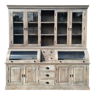 Driftwood Finish Kitchen Pantry Hutch For Sale