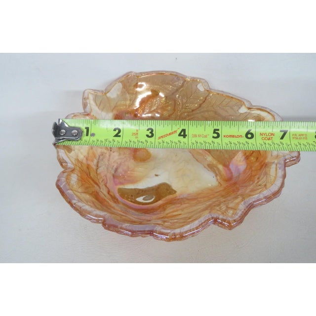 Indiana Glass Bowl Embossed Leaf and Loganberry Marigold Carnival Glass 5031b For Sale - Image 10 of 16