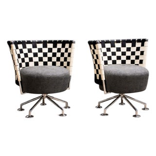 Pair of Armchairs in Steel & Fabric, Peter Maly, 1990s - Lot 92 For Sale