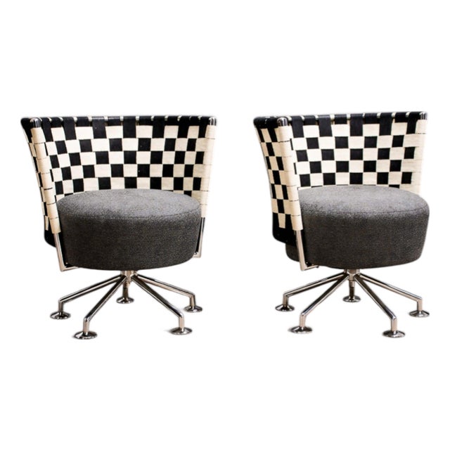 Pair of Armchairs in Steel & Fabric, Peter Maly, 1990s - Lot 92 For Sale