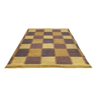 Swedish Flat Weave Rölakan Capellagården Wool Rug by Carl Malmsten, Sweden, 1950s For Sale
