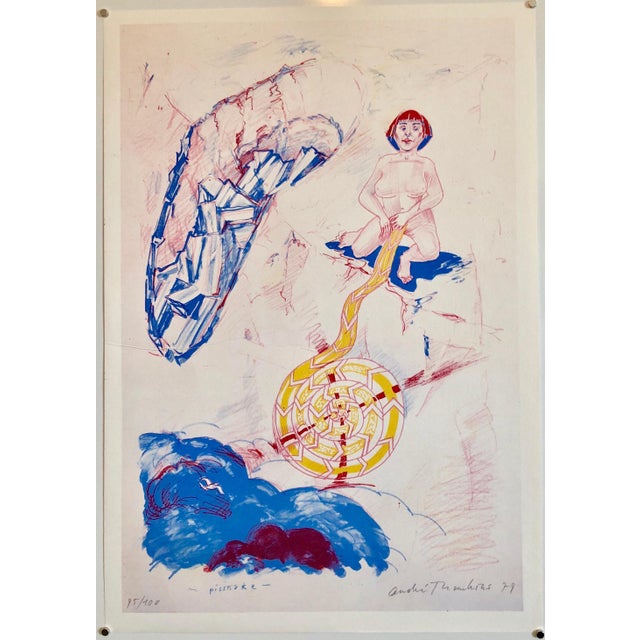 Printmaking Materials André Thomkins, 1970s Modernist Swiss Colorful Surrealism Signed Dada Lithograph Andre Thomkins For Sale - Image 7 of 7