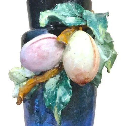 19th Century Antique French Edourd Gilles Majolica Vase For Sale - Image 5 of 7