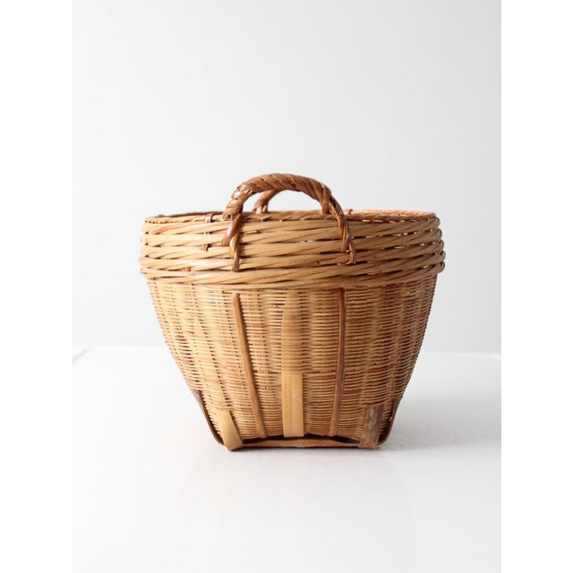 Mid 20th Century Vintage French Country Style Woven Basket For Sale - Image 5 of 14