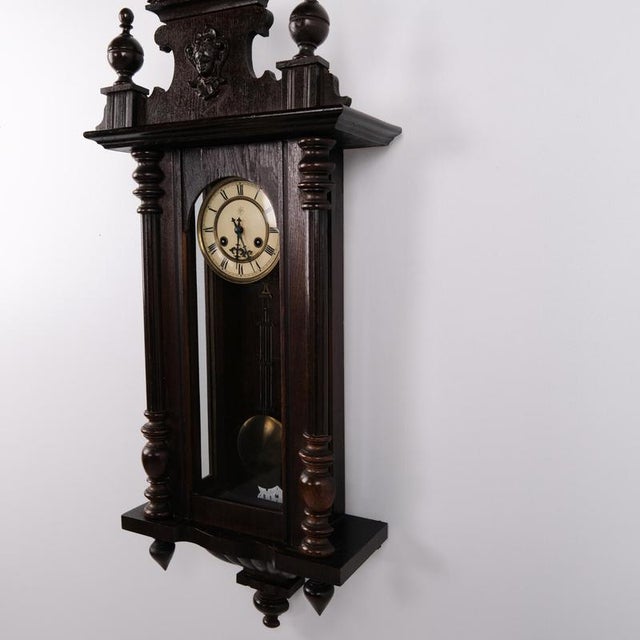 Brown Vintage Junghans Oak Wall Clock, 1920s For Sale - Image 8 of 11